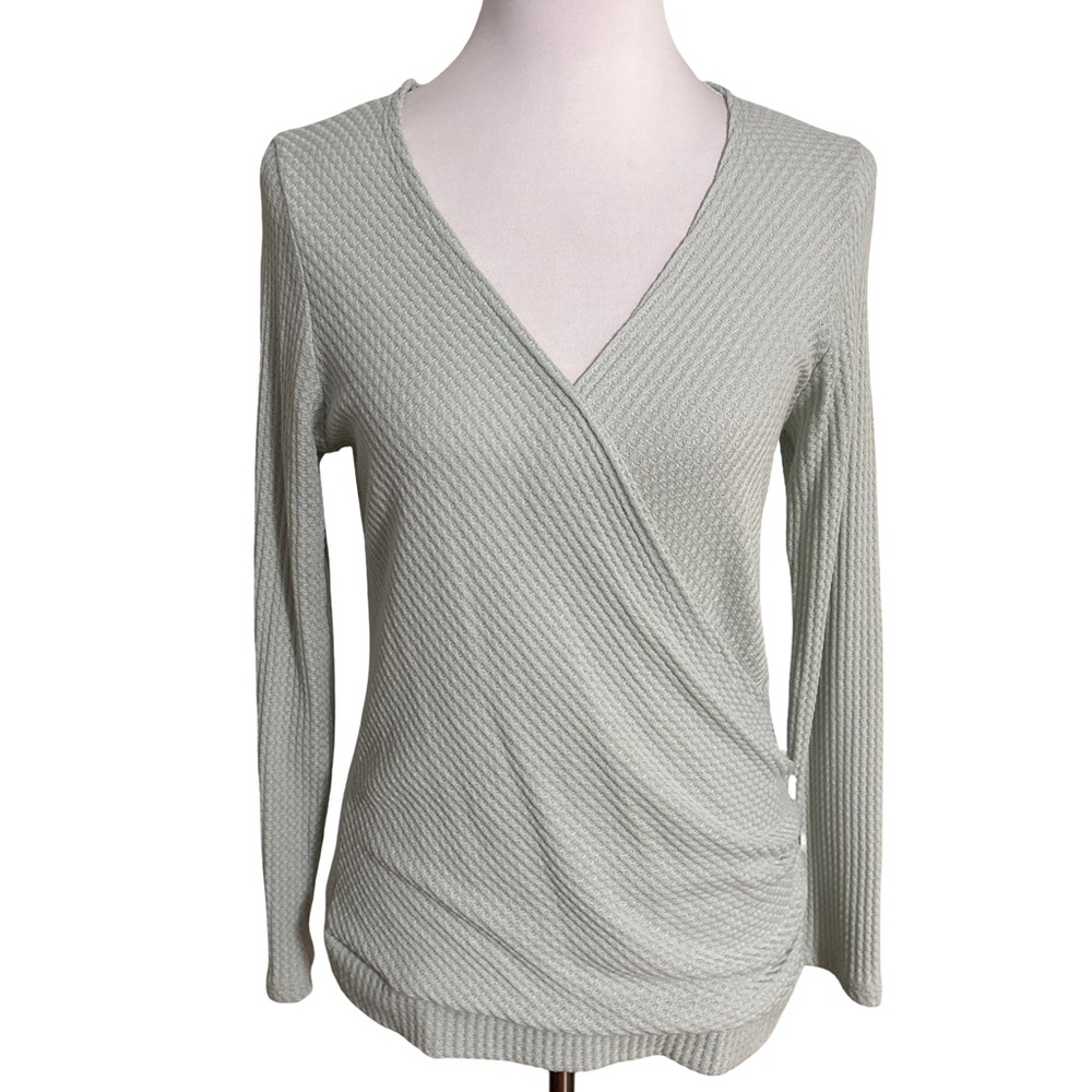 Lazy Sundays Boutique Wrap Blouse Light Green Women's Elegant